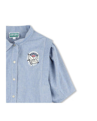 Dress with press stud opening in cotton - Chambray