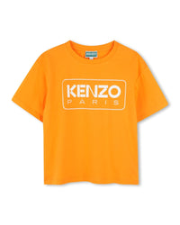Cotton T-shirt with logo print - Orange