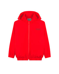 Veste coupe-vent à capuche avec logo - Piment