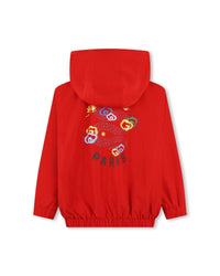 Veste coupe-vent à capuche avec logo - Piment