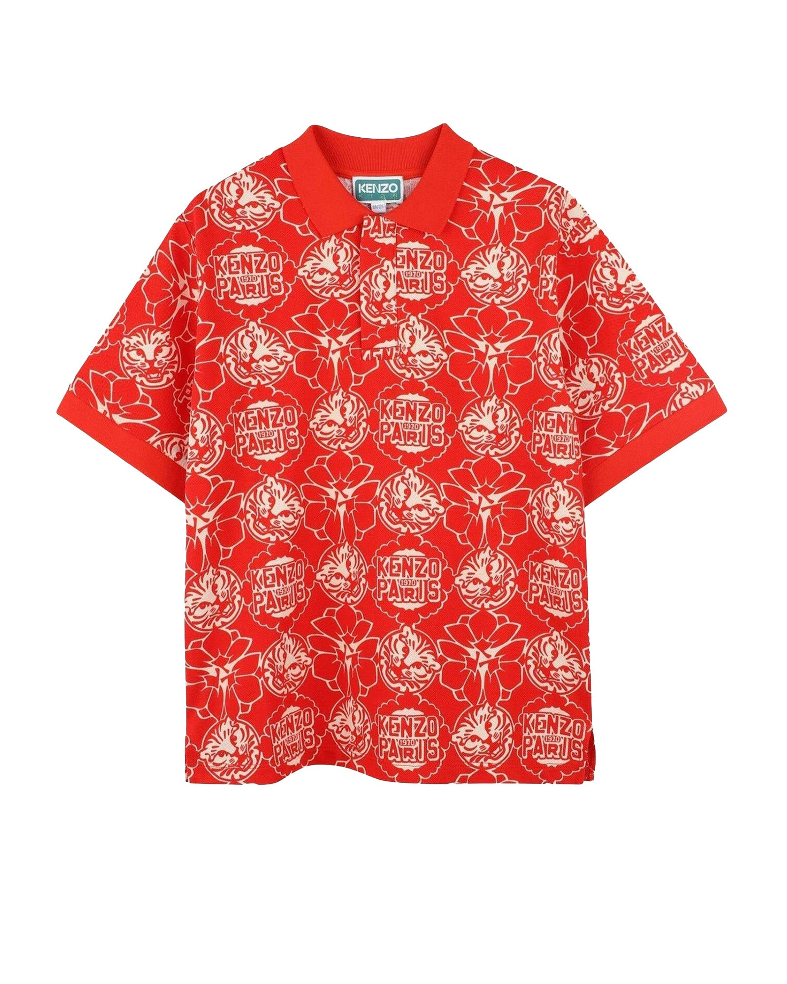 Polo à imprimé en coton - Rouge Vif