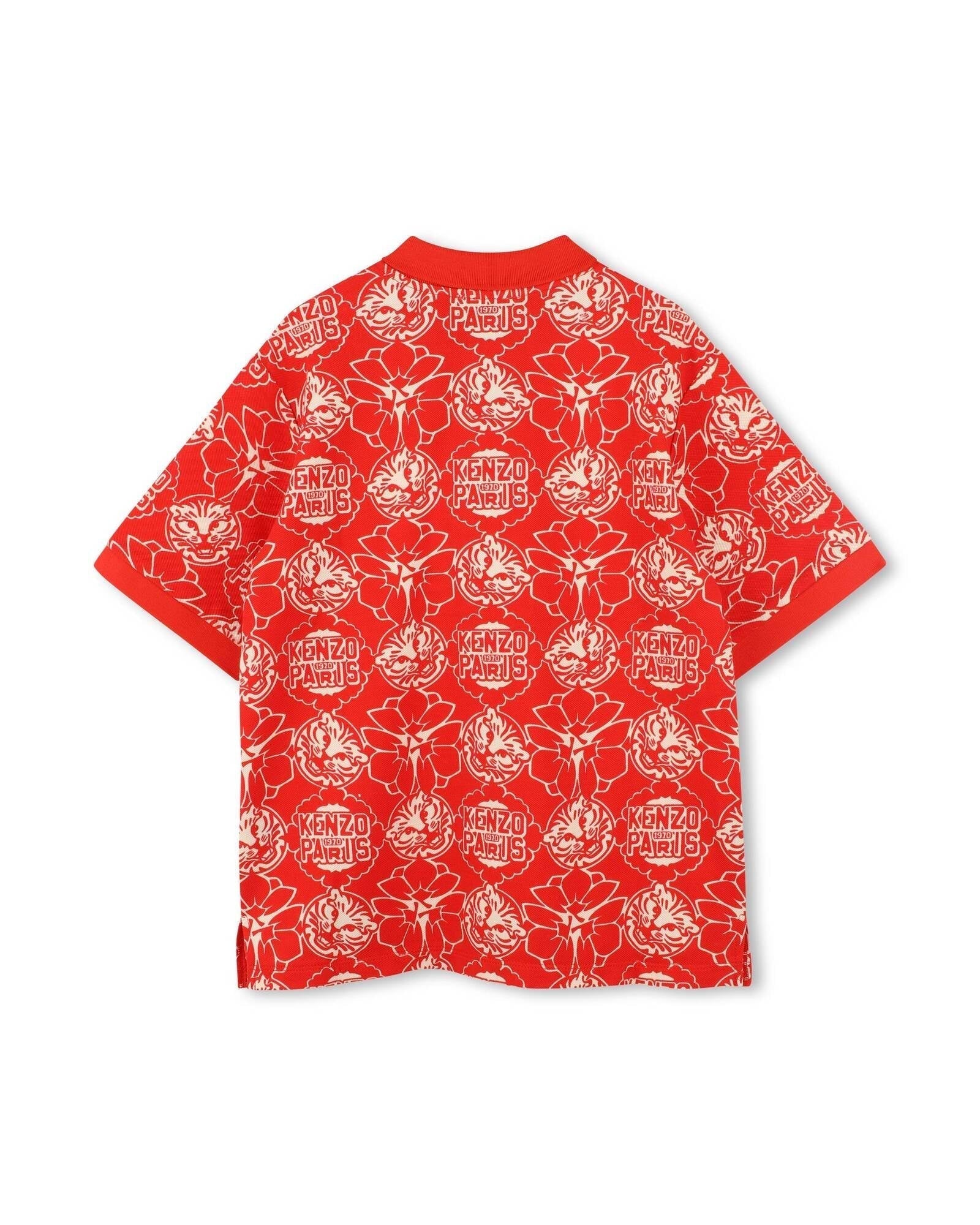 Polo à imprimé en coton - Rouge Vif