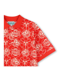 Print polo shirt - Bright red