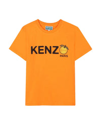 Cotton T-shirt with logo print - Orange