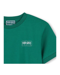 Cotton T-shirt with logo print - Loden