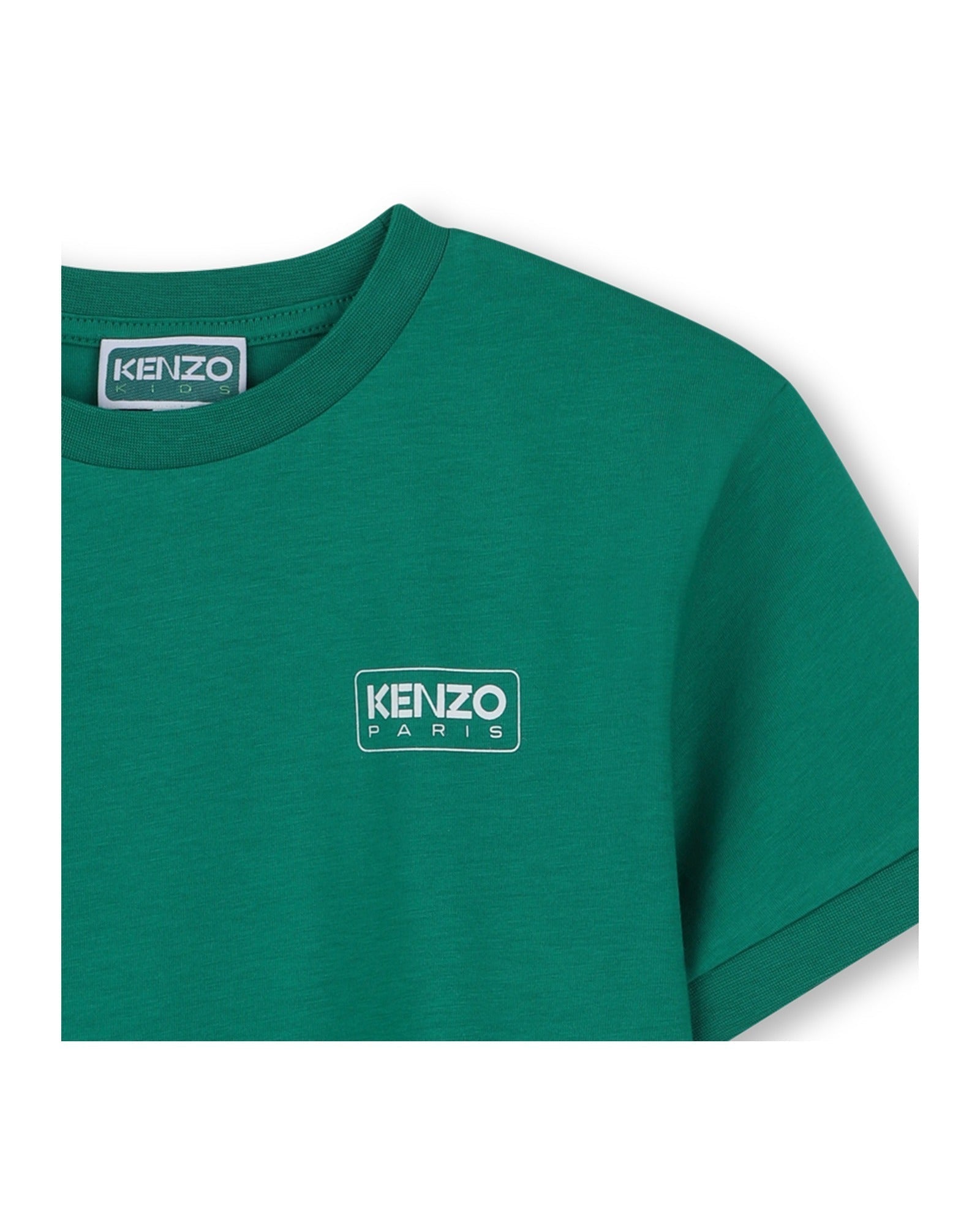 Cotton T-shirt with logo print - Loden