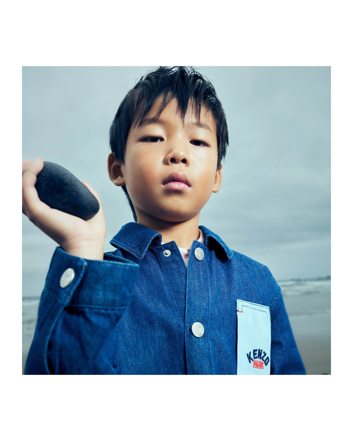 Veste brodée en denim - Stone