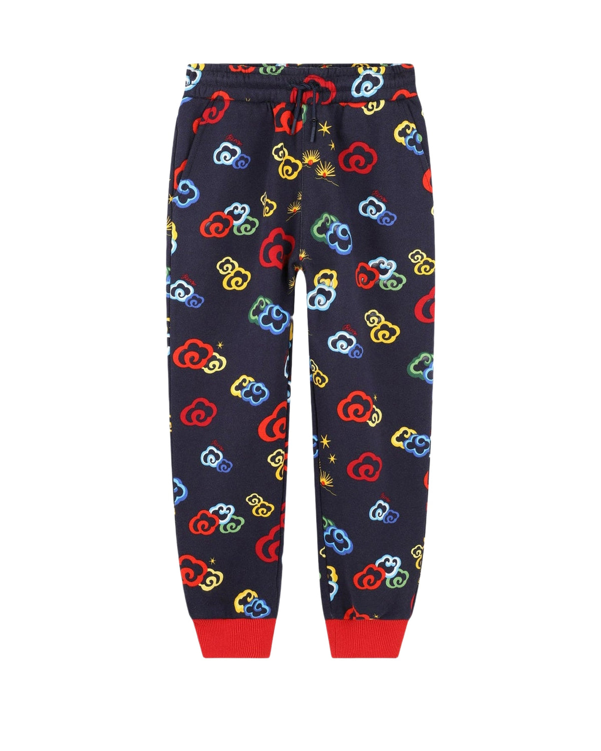 Pantalon jogging avec logo en coton - Bleu de Chiné