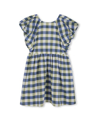Robe à carreaux volantée - Wave Blue