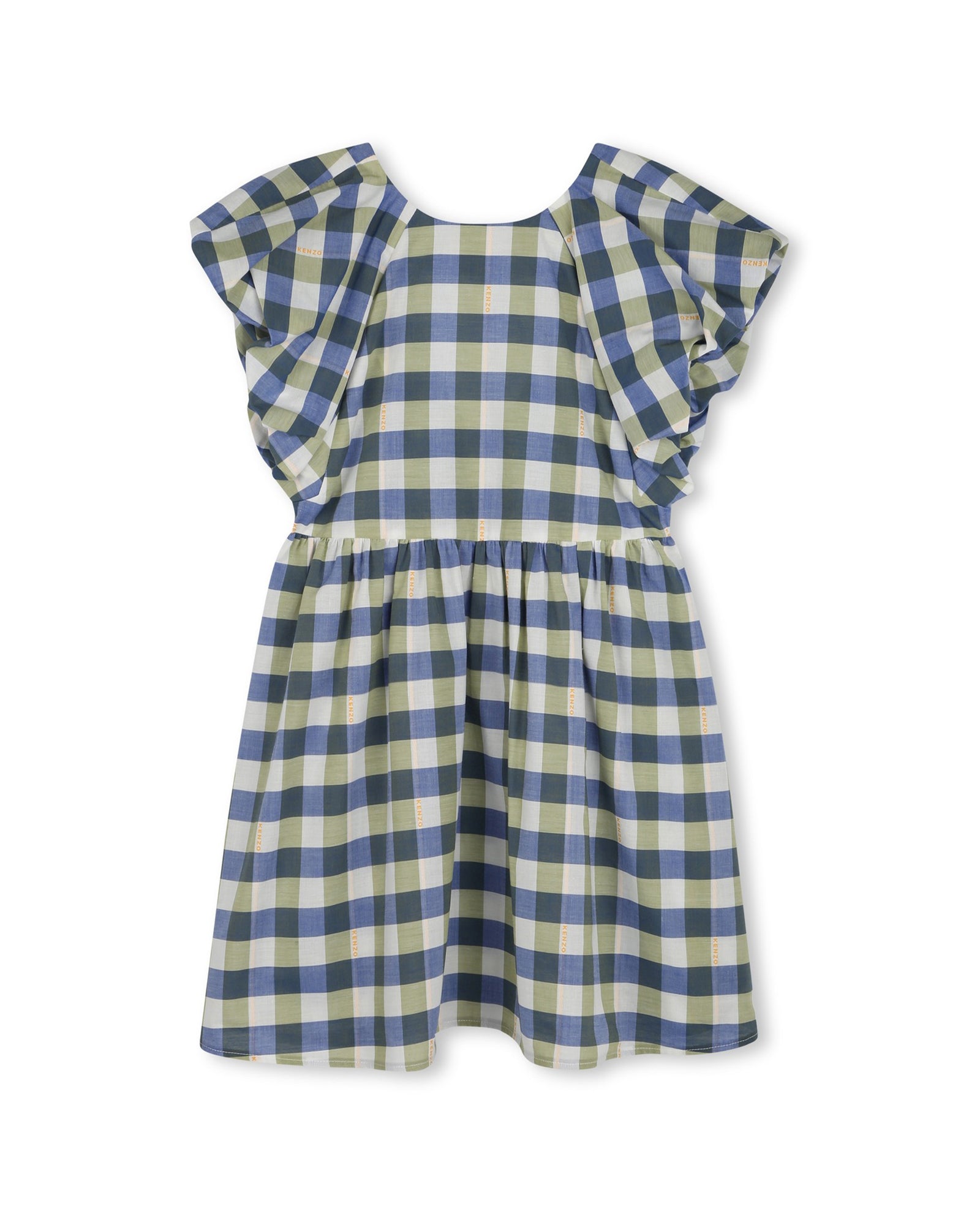 Robe à carreaux volantée - Wave Blue