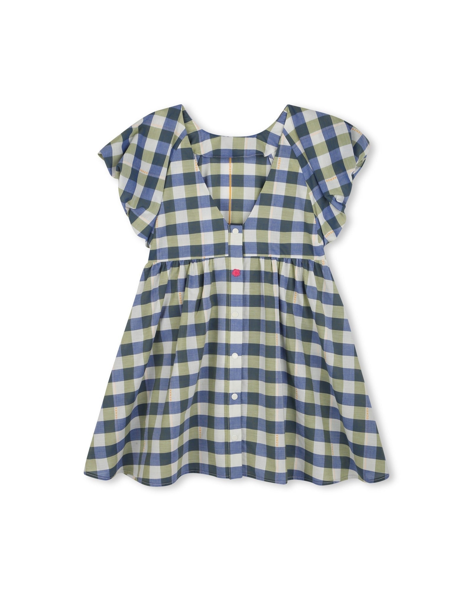 Robe à carreaux volantée en coton - Wave Blue