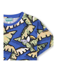 Cotton print T-shirt - Wave Blue