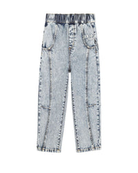 Trousers with elasticated waistband in demin - Bleach