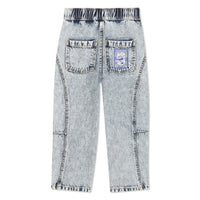 Trousers with elasticated waistband in demin - Bleach