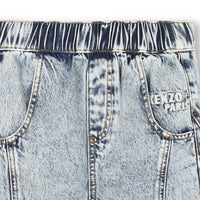 Trousers with elasticated waistband in demin - Bleach