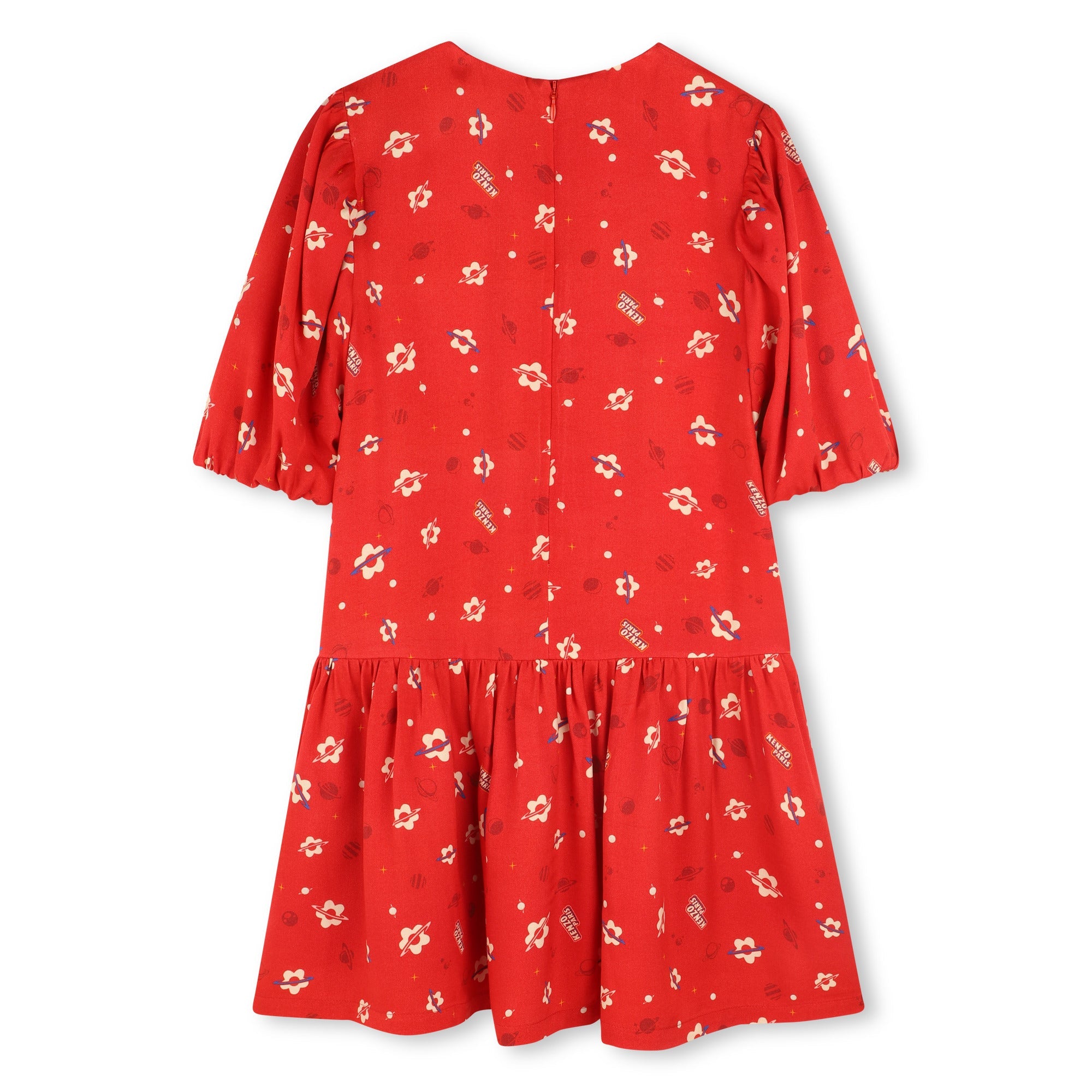 Robe à manches bouffantes - Rouge Foncé