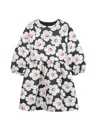Gathered jacquard dress - Bleu Mistral
