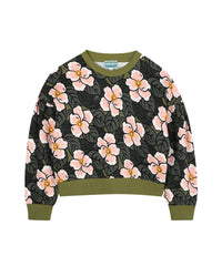 Sweatshirt col rond à motif fleuri - Pale Blush