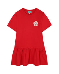 Robe évasée à motif marguerite - Rouge Foncé
