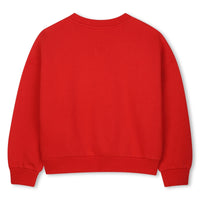 Sweatshirt col rond à motif marguerite - Rouge Foncé