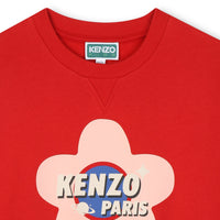 Sweatshirt col rond à motif marguerite - Rouge Foncé