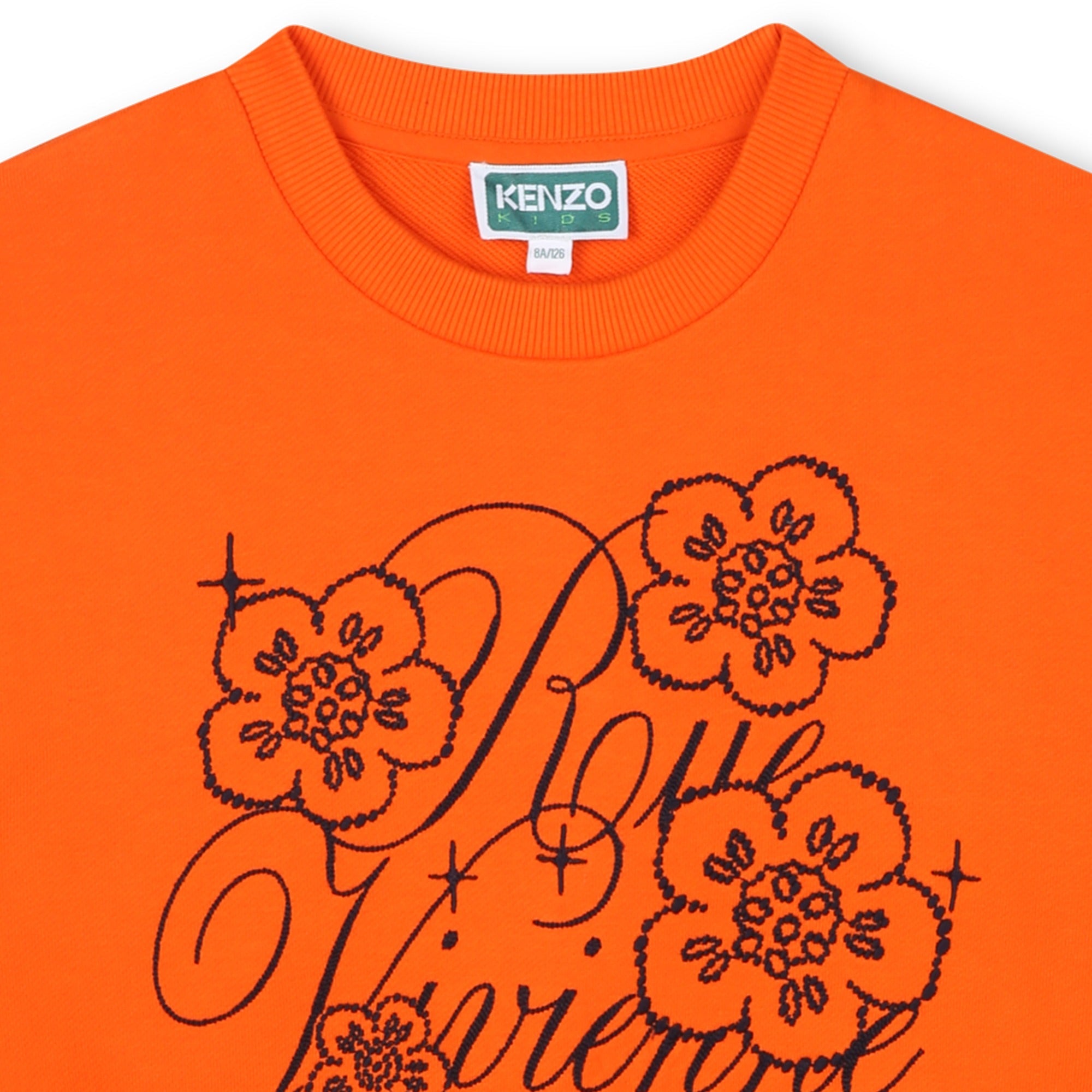 Sweatshirt col rond brodé - Orange Foncé