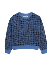 Sweatshirt col rond à motif jacquard - Bleu Air