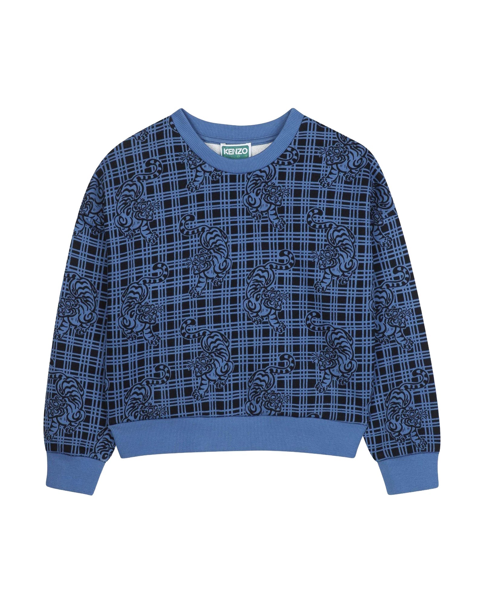 Sweatshirt col rond à motif jacquard - Bleu Air