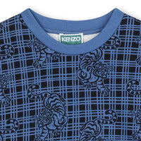 Sweatshirt col rond à motif jacquard - Bleu Air
