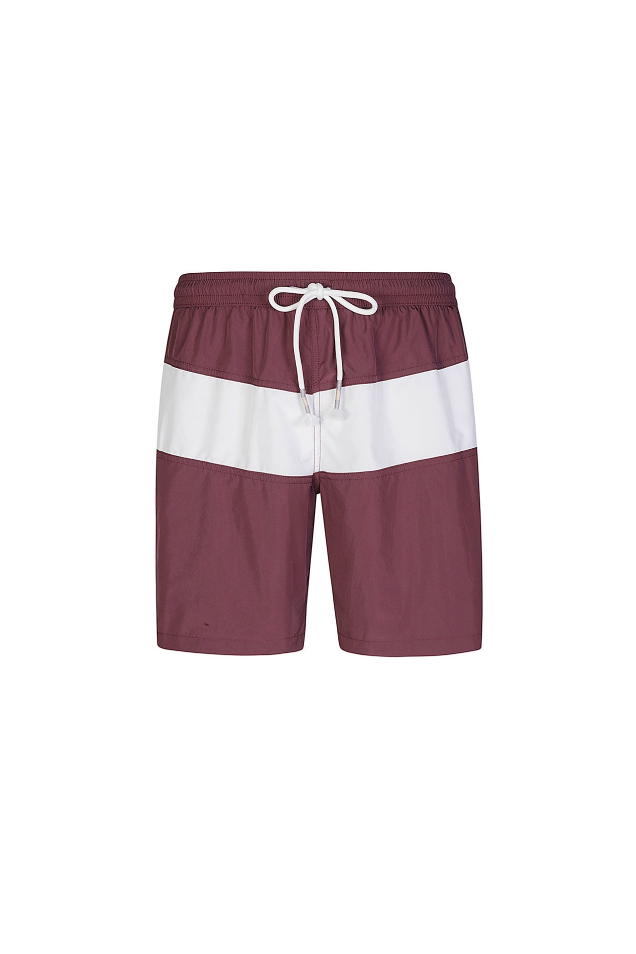 Short de bain à cordon de serrage - Bordeaux & Ivoire