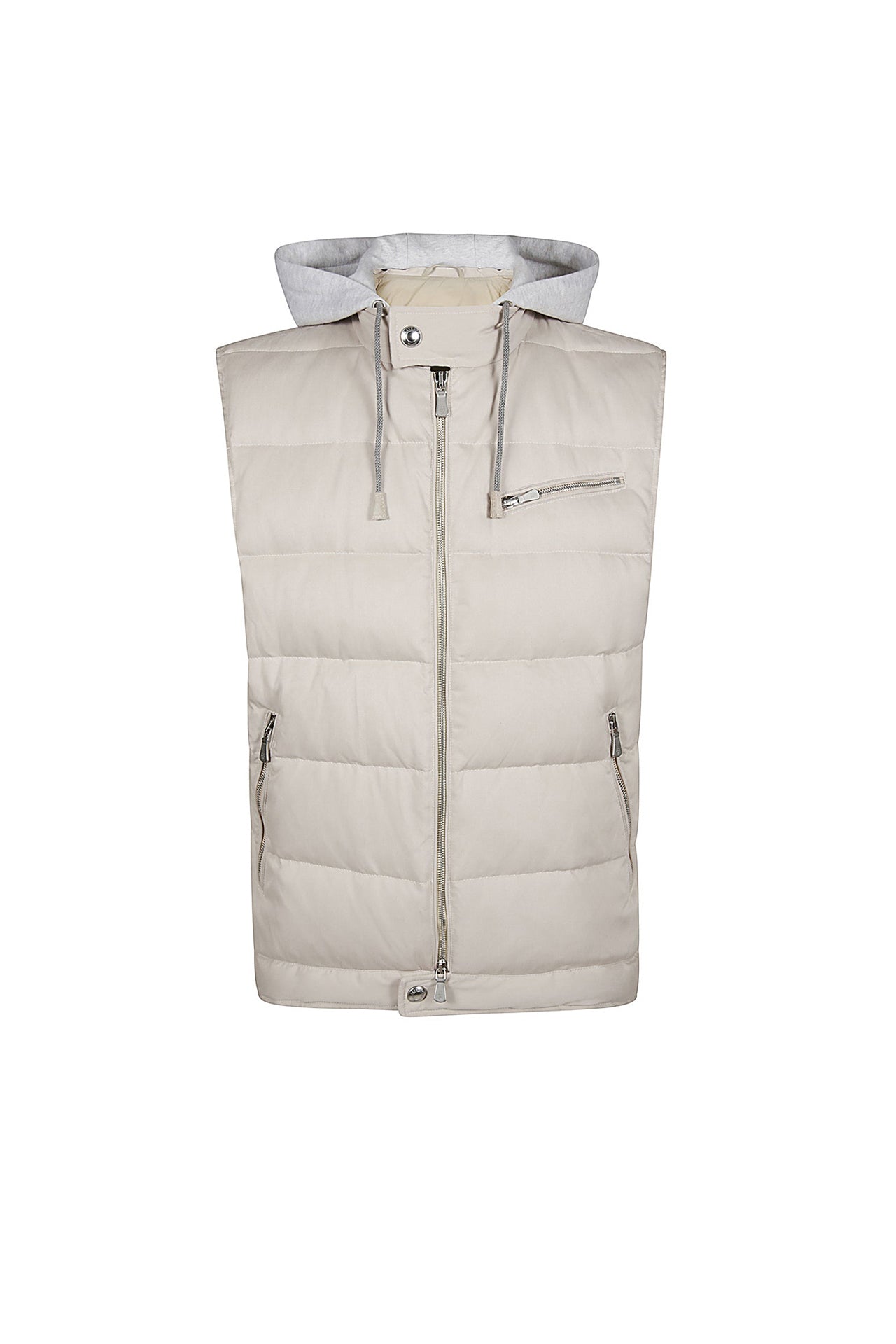 Veste sans manches à boutons - Beige & Gris clair