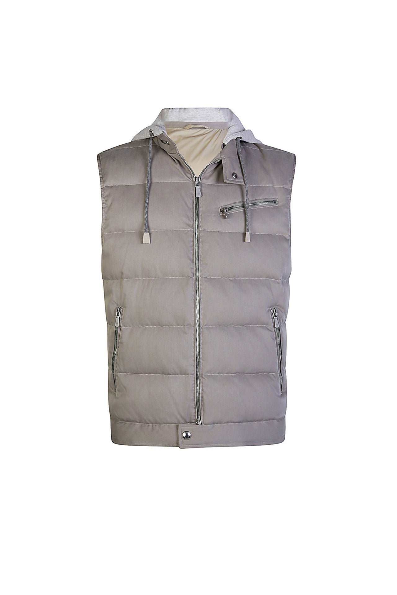 Veste sans manches à boutons - Sauge & Gris clair