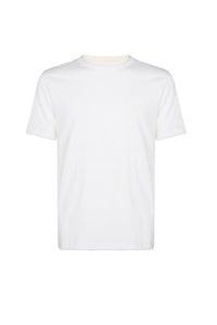 T-shirt à col rond - Blanc & Beige