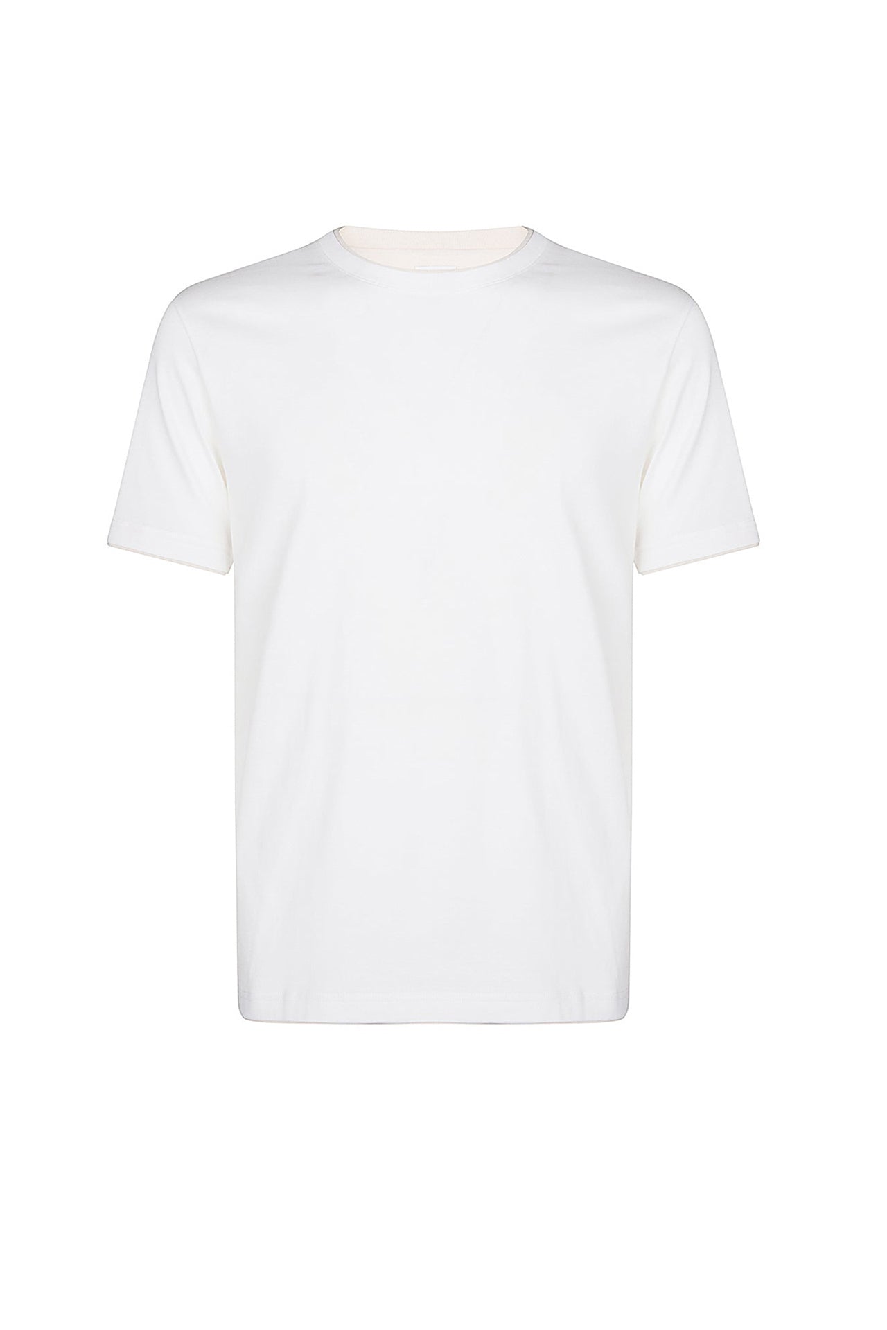 T-shirt à col rond - Blanc & Beige