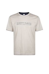 T-shirt à col rond avec écriture - Sable & Bleu
