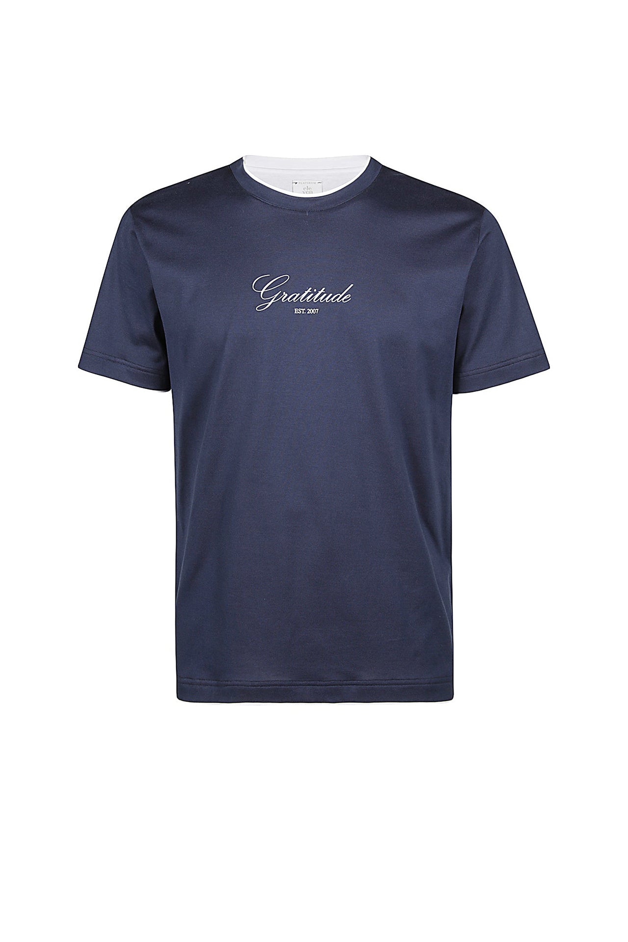 T-shirt à col rond avec écriture - Bleu & Blanc