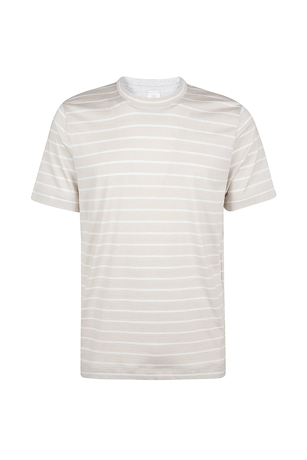 T-shirt à col rond - Beige & Gris clair