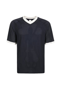 T-shirt à col V - Bleu