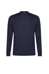 Pull colle rond à maille fine - Bleu