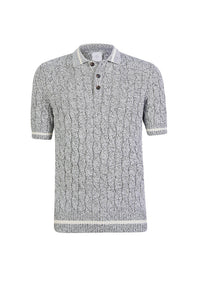 Polo à col rond - Blanc & Denim