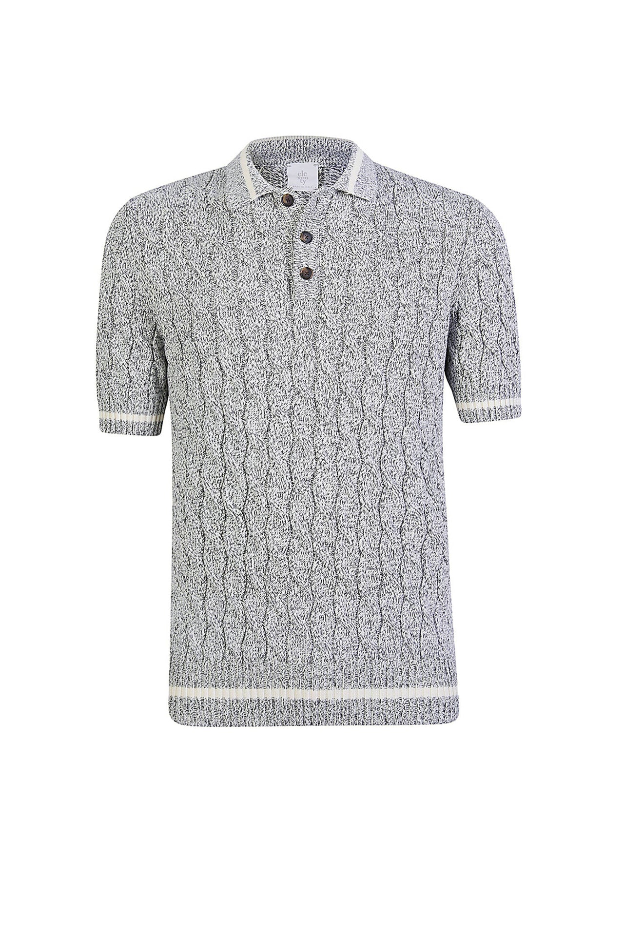 Polo à col rond - Blanc & Denim