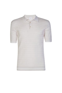 Polo à col rond - Beige & Blanc