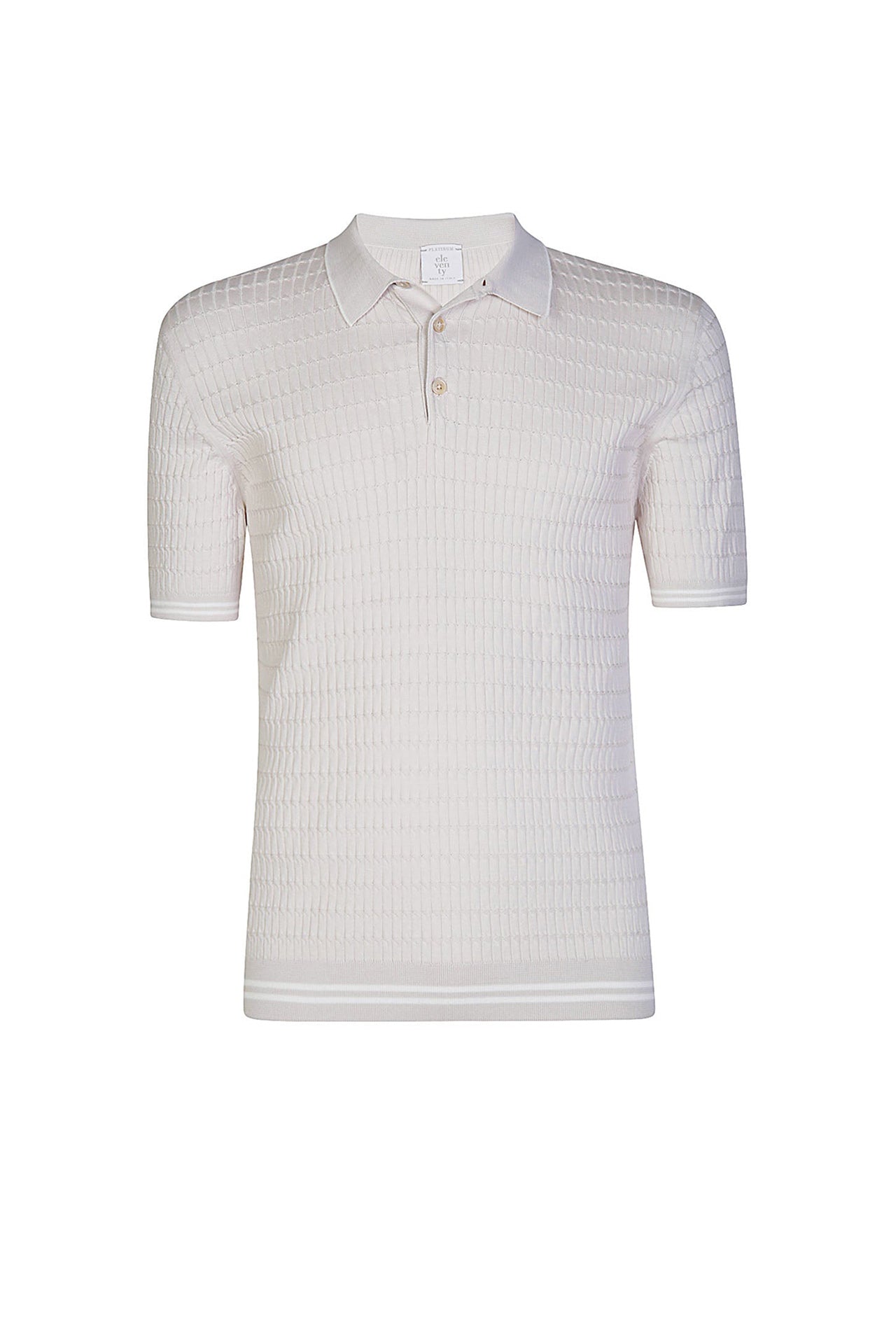 Polo à col rond - Beige & Blanc