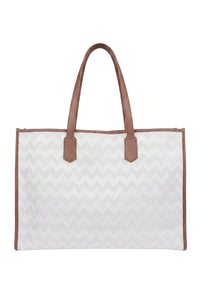 Cabas avec pochette intèrieur - Blanc & Beige