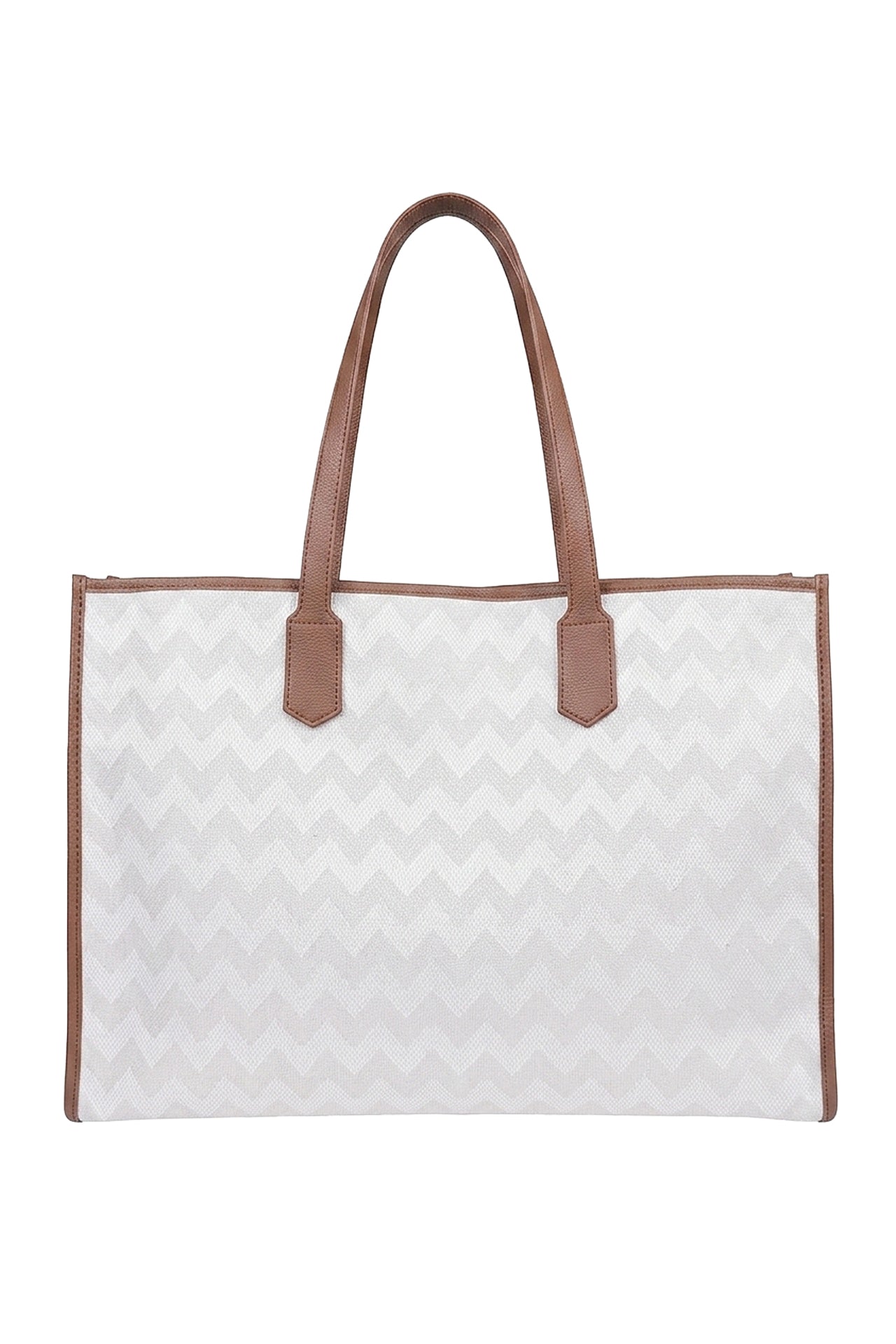 Cabas avec pochette intèrieur - Blanc & Beige