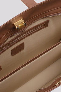 Sac porté épaule à fermeture zippée - - Sable & Brun Foncé