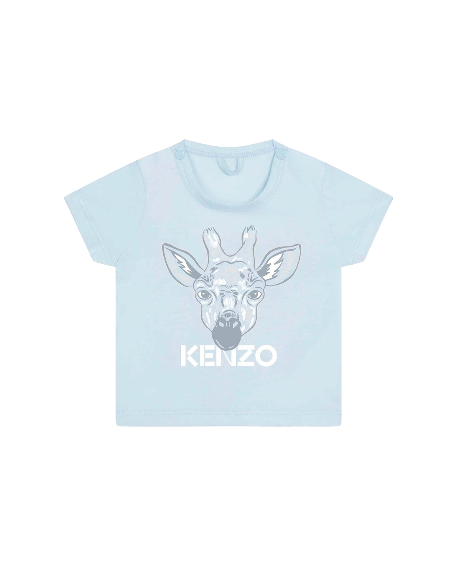 T-shirt à manches courtes imprimé Girafe en coton - Bleu Glacier