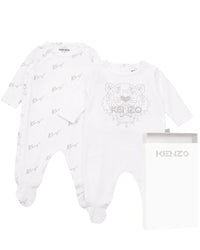 Ensemble pyjama en interlock à imprimé - Blanc
