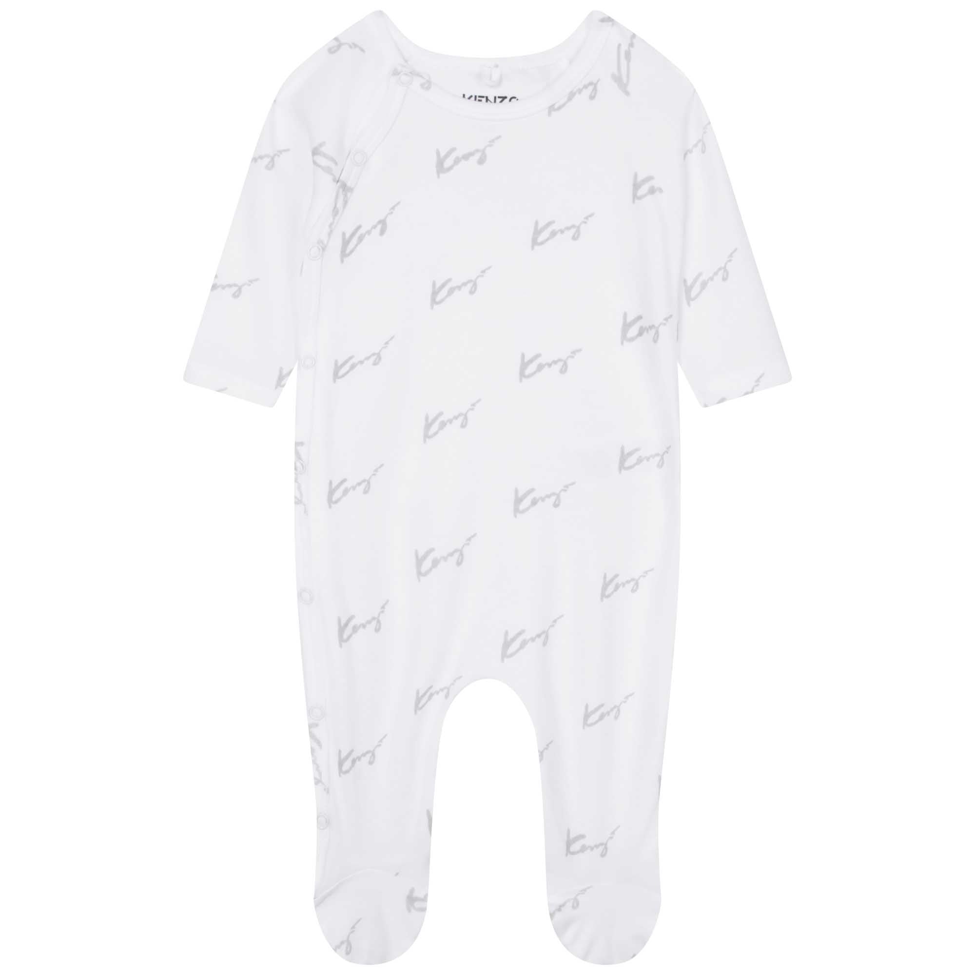 Ensemble pyjama en interlock à imprimé - Blanc