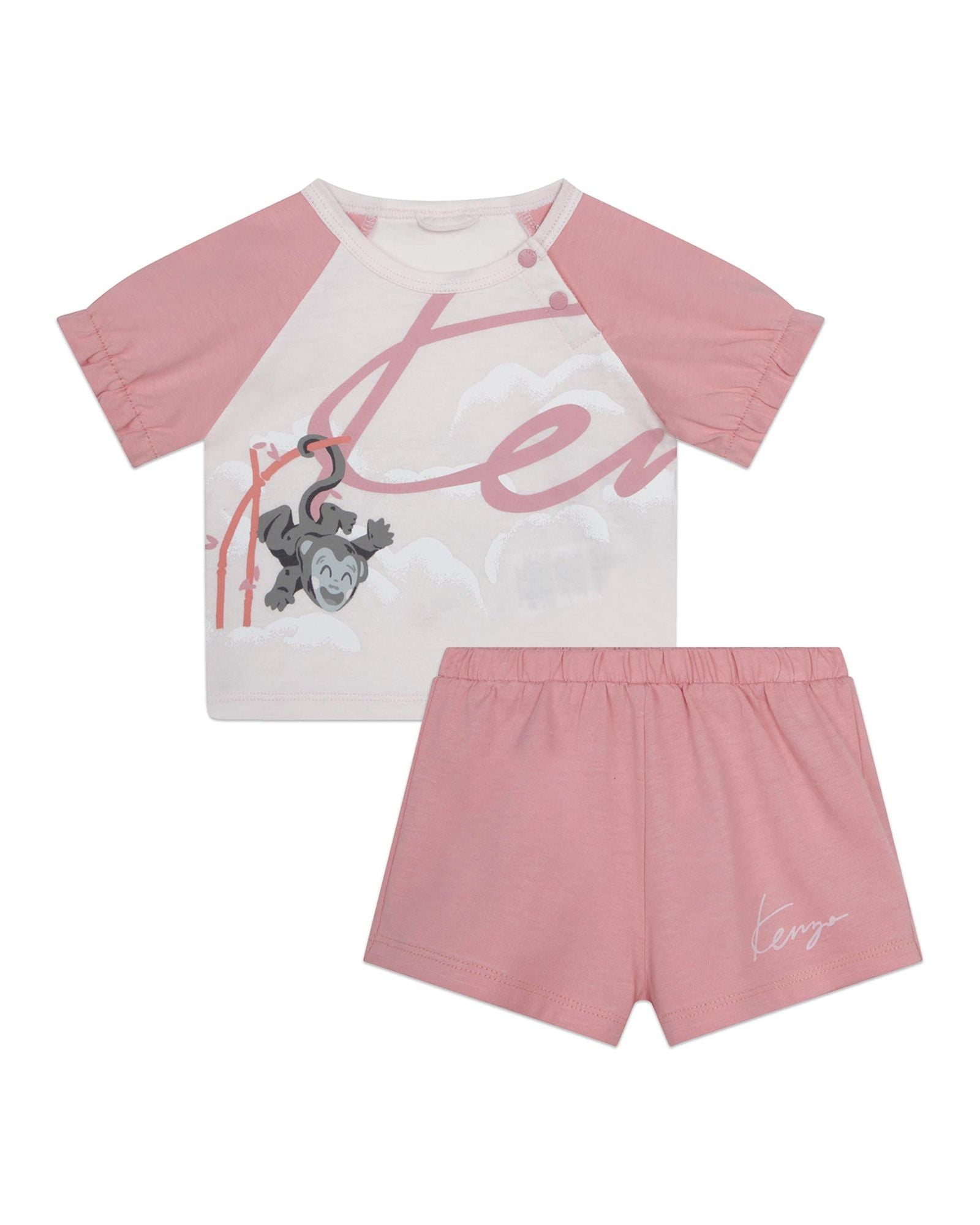 Ensemble t-shirt manches courtes et short Monkey - Light corail